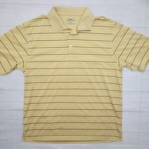 PGA TOUR Men's Yellow Stripe Polo Golf Shirt Size Large